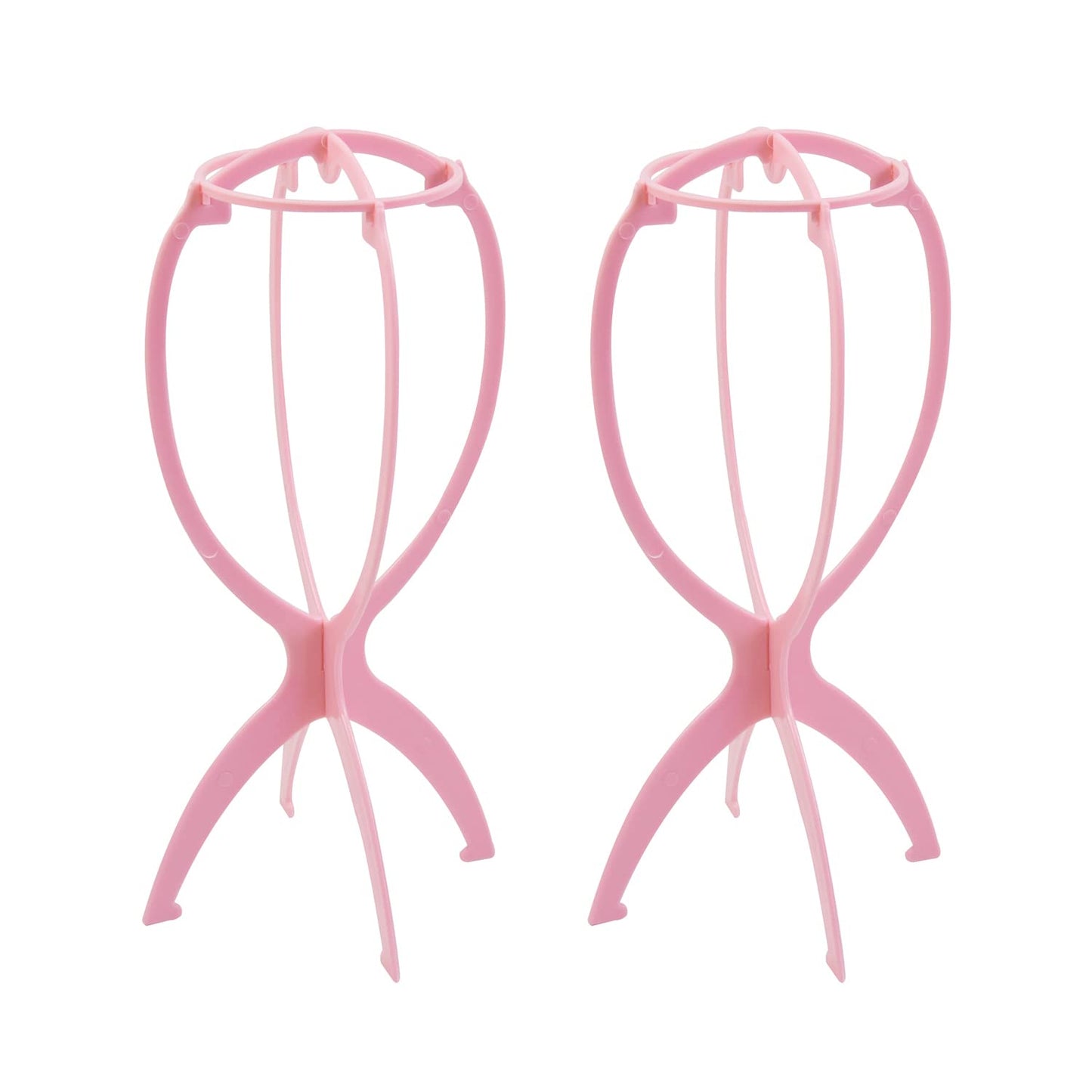 YANTAISIYU 2 Pieces Wig Stands Wig Head Stand 14.2 Inches Travel Portable Wig Holder for Multiple Wigs and Hats (Pink)