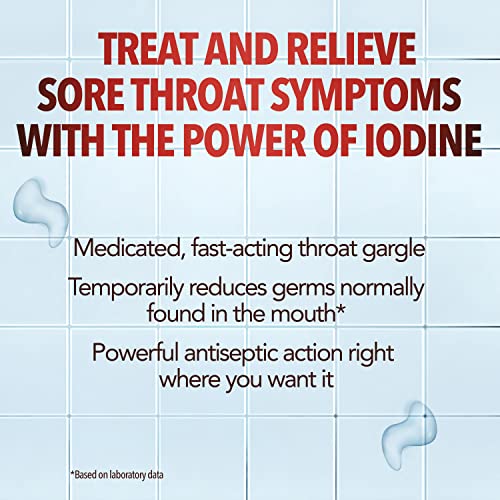 Betadine Antiseptic Medicated Gargle, Povidone-Iodine 0.5%, Treat and Relieve Sore Throat Symptoms, Temporarily Reduces Ge...