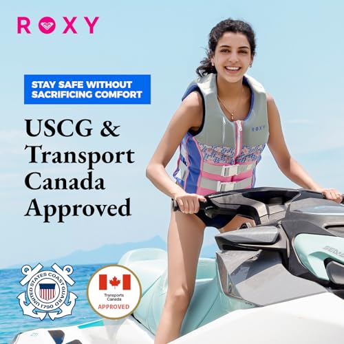 ROXY Women's Life Vest and Youth Life Vest, USCG and Transport Canada Approved PFD, Evoprene CGA Life Jacket for Boating K...