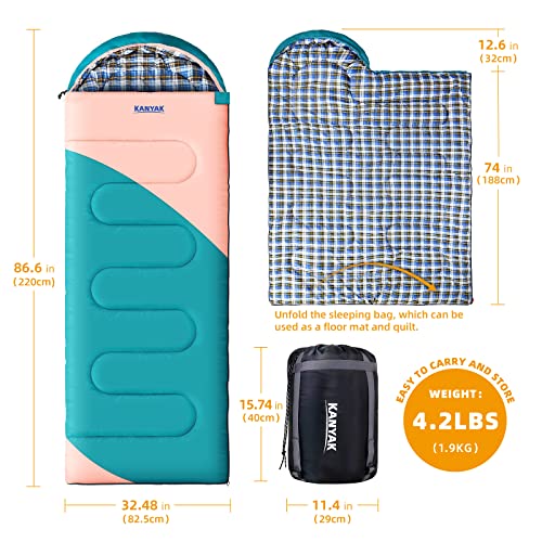 Camping Sleeping Bag, 32℉ Sleeping Bags for Adults Kids Teens Cold Weather Warm Sleeping Bag Winter for 3-4 Season Campin...