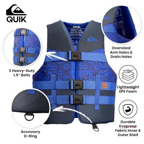 QUIKSILVER Men's Life Vest&Roxy Women's Life Vest, Lightweight EPE Foam Life Jackets with Quick-Release Buckles and Drain ...