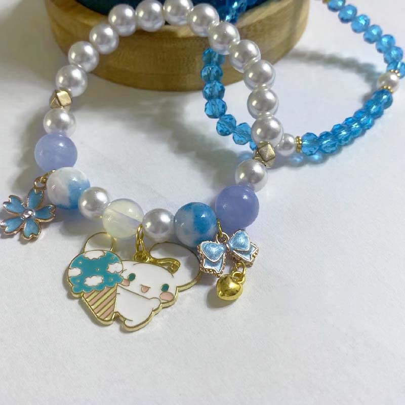 ZMANYIJEW Crystal Bead Bracelet for Women, Matching Beaded Bracelets for Best Friend(big-blue)