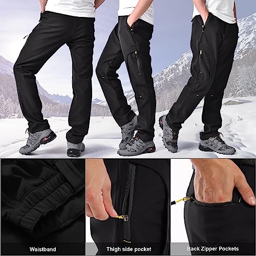 Toomett Men's hiking Snow Pants Skiing Winter Insulated Fleece lined Outdoor Water Repellent camping,walking,fishing