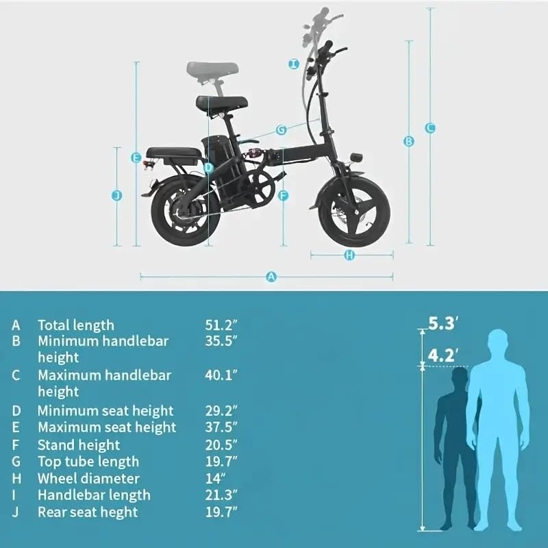 Electric Bike for Adults, Peak 500W Brushless Motor Folding, 48V12AH Removable Battery, 23MPH Ebike with 35 Miles Range & PAS Mode, 14" Adults Electric Bicycles Commuting -Certified e Bike (T1 Black)
