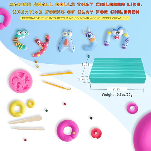 CyAJM Polymer Clay Kits 50 Colors,Modeling Clay for Kids DIY Mold Oven Bake Clay with Storage Box Sculpting Tools and Acce...