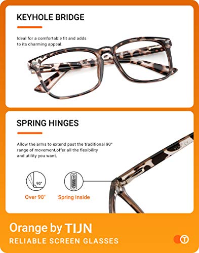 TIJN Blue Light Blocking Glasses for Women Men Clear Frame Square Nerd Eyeglasses Anti Blue Ray Computer Screen Glasses