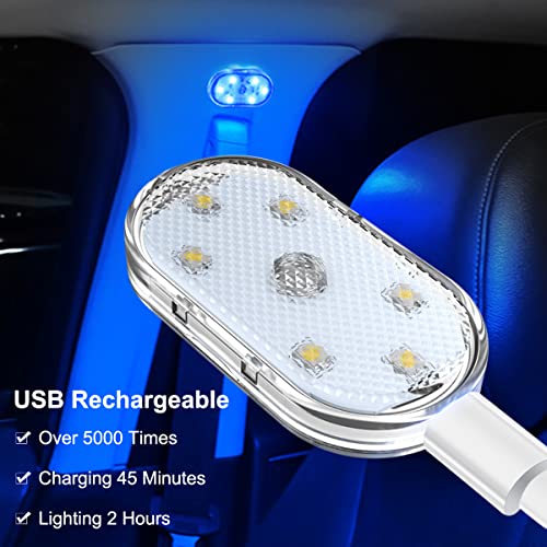 4Pcs Car LED Lights Interior Wireless, 7 Colors Interior Car Lights with 6 Bright LED Lamp Beads, Portable USB Rechargeabl...