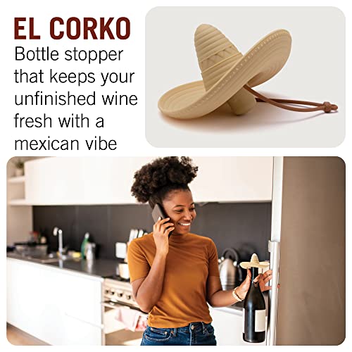 Silicone Wine Stopper/Fun Sombrero shaped cap seals bottle and keeps wine fresh/Cute Wine Accessories/ Kitchen Gadgets/el ...