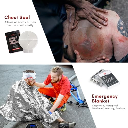 Trauma Kit, Compact IFAK Tactical Emergency Medical First Aid Kits Refill Supplies Survival Hemostatic Combat Wound Care D...