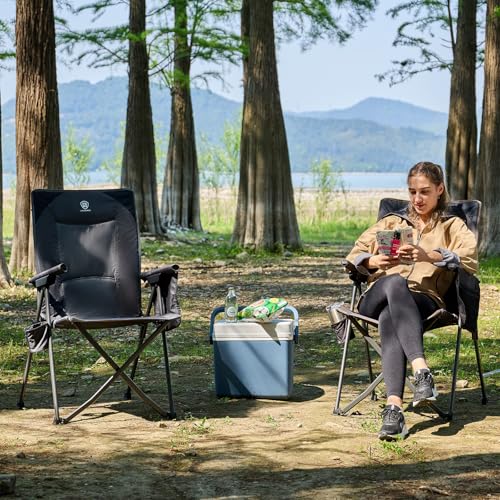 EVER ADVANCED Reclining Camping Chairs for Adult Lightweight, Folding Recliner Chair with Adjustable Back, 4-Level Lounge ...