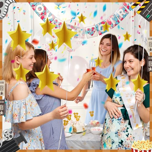 70 Pcs Star Centerpieces for Movie Night Party Decorations 3D 2025 Graduation Table Decor 3 Sizes 8" 5" 3" Red Carpet Film...
