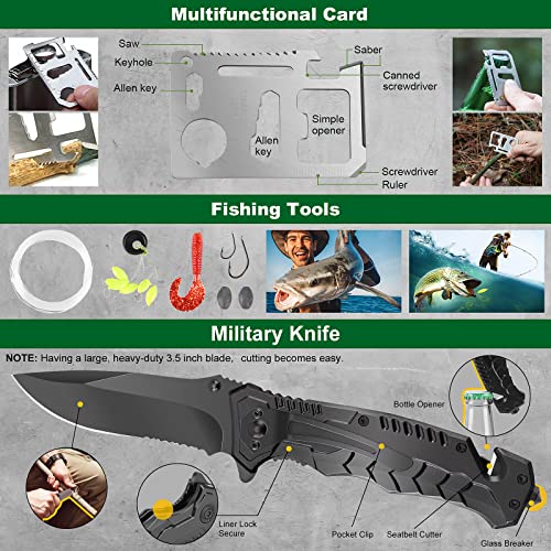Gifts for Men Dad Husband, Survival Kits 27 in 1 Christmas Stocking Stuffers Camping Accessories Tactical Gear Fishing Equ...