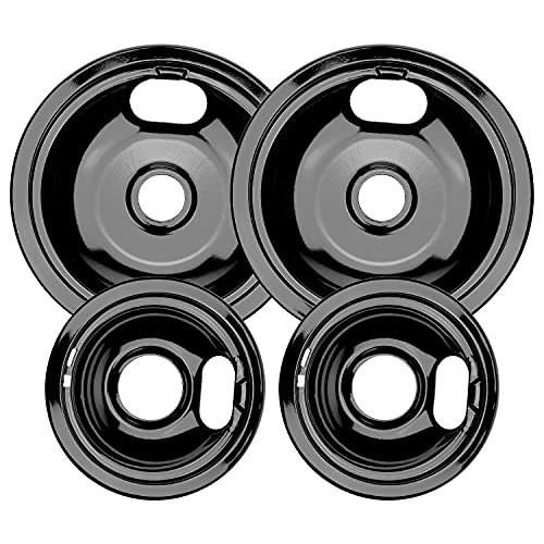 W10290350 W10290353 Black Porcelain Burner Drip Pans By AMI PARTS - Replacement for Whirl-pool Electric Range Cooktop - In...