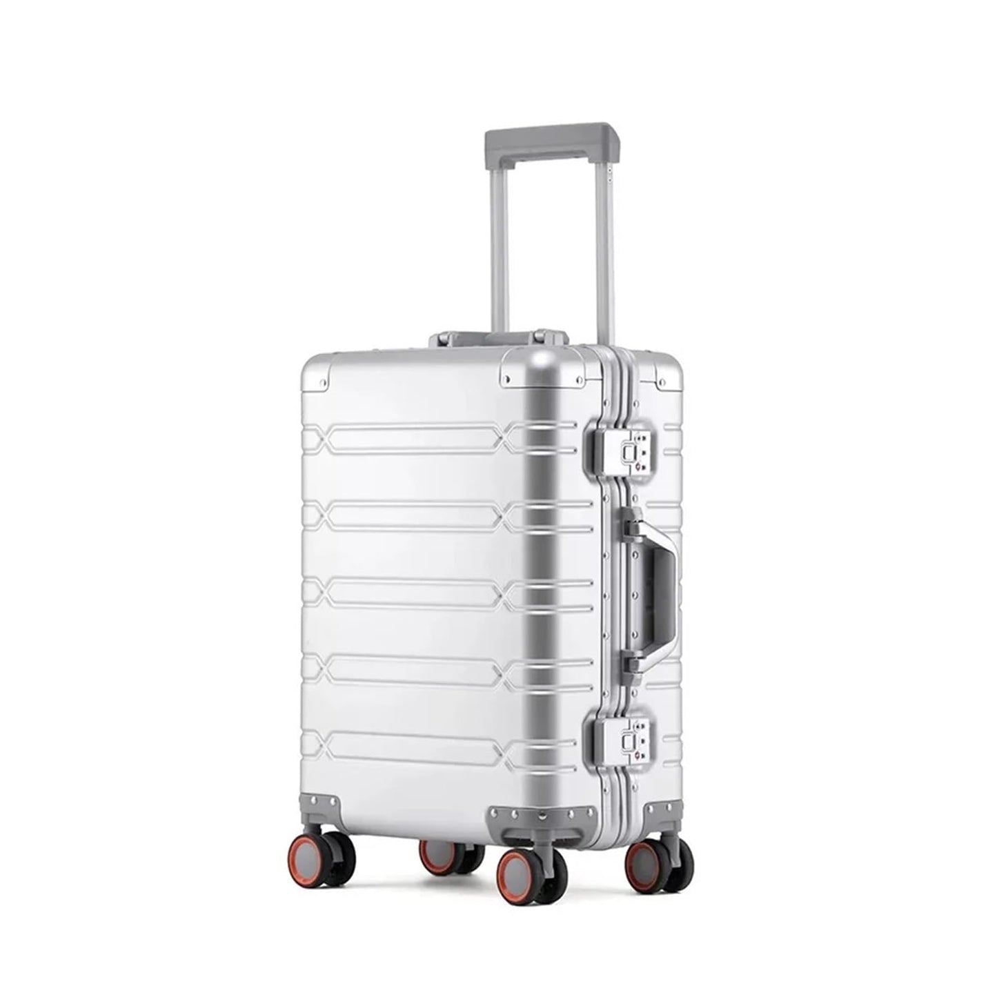 MUdson Trunk 20" Inch Aluminum Suitcase Business Luggage 24" Trolley Case Travelling Durable (Color : Silver, Size : 20")