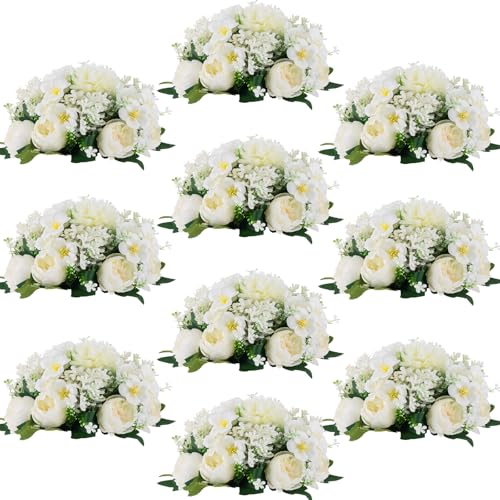 Inweder Flower Balls Centerpieces for Tables: 10 PCS White Flowers for Centerpieces Floral Arrangements Centerpiece for We...