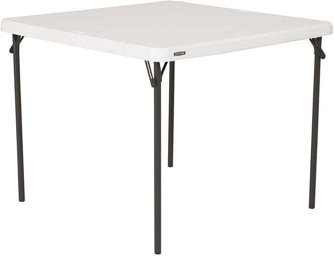 LIFETIME 80783 37-Inch Commercial Grade Square Folding Card Table, White Granite