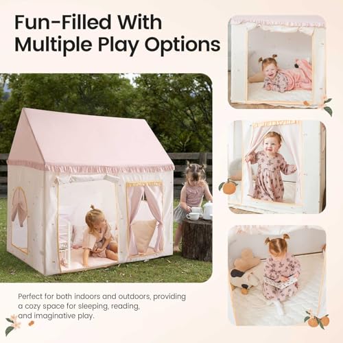 Tiny Land Kids Tent with Mat, Kids Play Tent for Toddlers, Playhouse for Kid Indoor, Ideal Toy Gift for 3+ Girls, Play Roo...