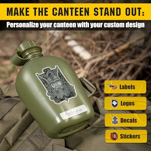 M-Tac Canteen Water Bottle - 1 Quart Water Canteen (34 Oz/1L) - Tactical Water Bottle for Military Hiking Camping Survival...