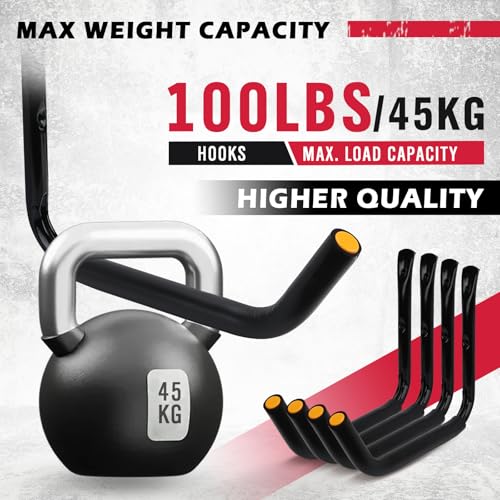 SEDY 4-Piece 15" 100 Lbs Heavy Duty Garage Storage Hooks, Kayak Storage Rack Garage Hooks Jumbo Arm Kayak Wall Mount for H...