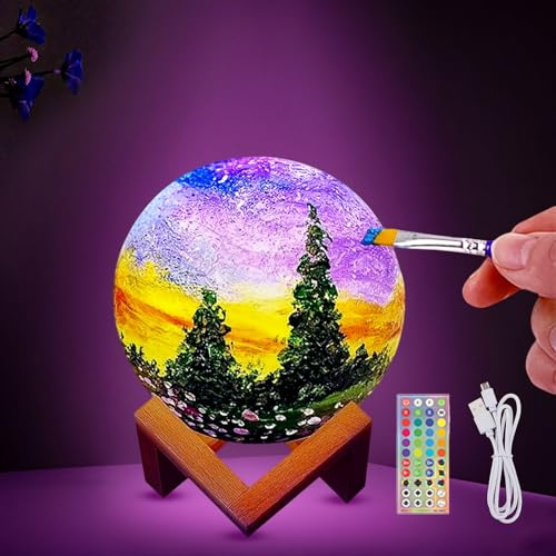 HOLA Paint Your Own Moon Lamp Kit, 2025 Updated USB Rechargeable, DIY Arts Supplies and Crafts Kit, Christmas Gifts for Gr...
