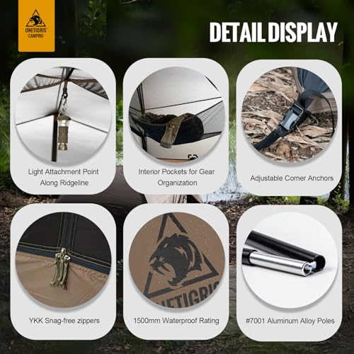 OneTigris COSMITTO 2 Person Backpacking Tent Shelter- Free Standing Lightweight Waterproof 3 Season Camping Tent for Outdo...