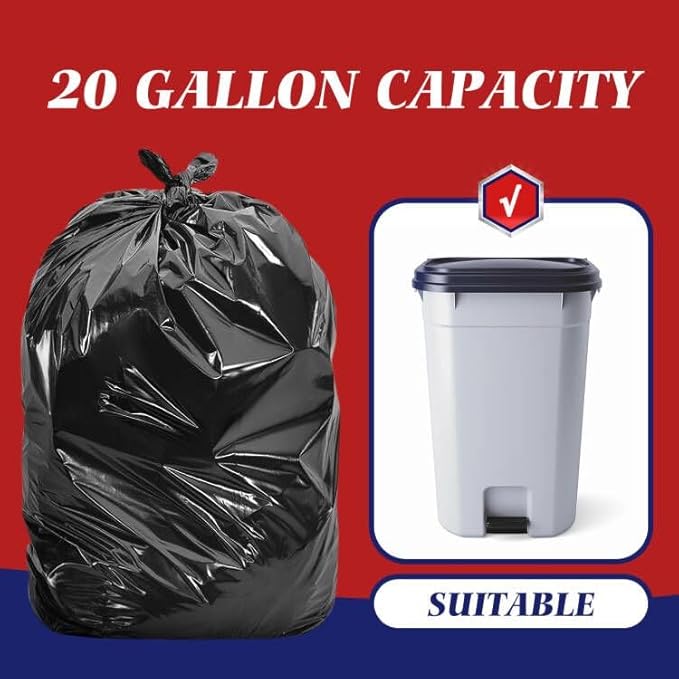 30-33 Gallon 48 Counts Large Black Trash Bags All Purpose Garbage Bags by Teivio, Large Trash Can Liners for Home, Kitchen, Office, Light Residential or Commercial Waste, Outdoor Lawn and Leaf Bags