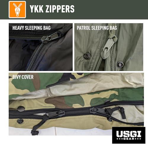 USGI Gear Military Sleeping Bag System Tactical Gear – 4-Part Modular Sleeping Bags Cold Weather Includes Stuff Sack, Bivy...