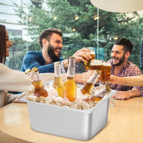 2 Pack Ice Bucket for Freezer,Freezer Ice Bin (large),Ice Buckets for Parties,Champagne Bucket,Stainless Steel Ice Bin for...