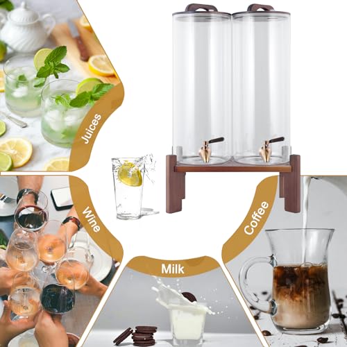 2PCS 2.2 Gallon Drink Dispenser,Glass Water Dispenser with Stand,Beverage Dispenser with Stainless Steel Spigot,Drink Disp...