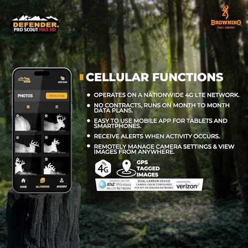 Browning Trail Cameras Defender Pro Scout Max HD 24MP Dual SIM Cellular Trail Camera - Ultra High Gain Antenna, Smart Infrared Video, 100' Detection Range & Smartphone App Compatibility (OVIX Camo)