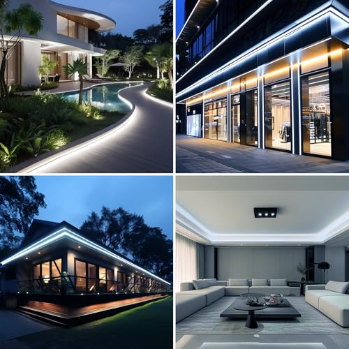 BENLUN AC 110V COB LED Strip Lights Outdoor Waterproof 65.6ft, 6000K Cool White Super Bright 200W CRI 90+ LED Rope Light, ...