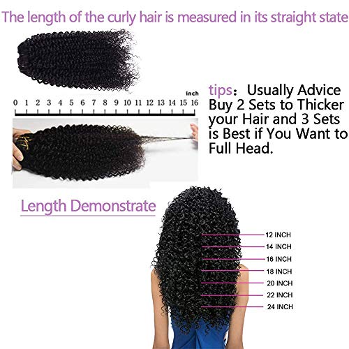 24 Inch Chocolate Brown Kinky Curly Clip ins Human Hair 110g 8pcs 20 Clips 3C 4A Curly Clip In Hair Extensions Real Human Hair Brazilian Virgin Hair Full Head for Women 4# Color