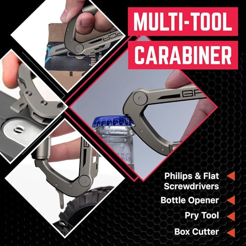 GPCA Multi-Tool Carabiner Clip D Ring Key Chain - Heavy Duty Key Clip for Keys, Small Carabiner Clip, Carabiner Heavy Dut...