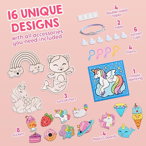 Klever Kits 16 Projects Gem Painting, Kids Diamond Art Kit for Kids with 5D Diamond, Arts and Crafts for Girls Ages 6-12, ...