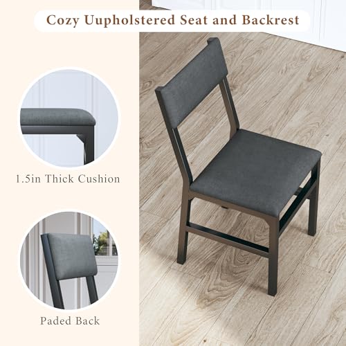 HUAHUU Dining Table Set for 4, Extendable Kitchen Table Cushion Chairs Set of 4, Rectangle Dining Table with Metal Frame &...