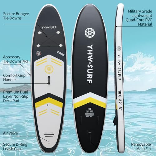 YoePuiw 10.6”32“6 Premium Inflatable Stand Up Paddle Boards with Durable SUP Paddle Board Accessories Wide Stable Design I...