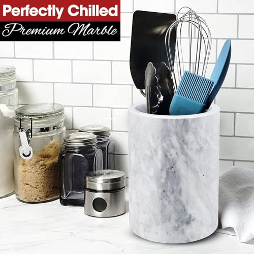 Flexzion Marble Wine Chillers for Bottles - Champagne Cooler & Multi-Purpose Marble Utensil Holder for Kitchen - Adaptable...