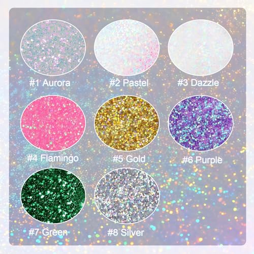 KAICOERLY Roll-on Holographic Body Glitter Gel for Women, Sparkle Chunky Glitter Makeup for Christmas New Year Festival Ha...
