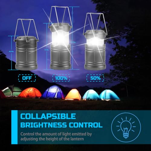 Lichamp LED Camping Lantern, 4 Pack Battery Powered Flashlight for Power Outages, Portable Collapsible Hanging Light Essen...
