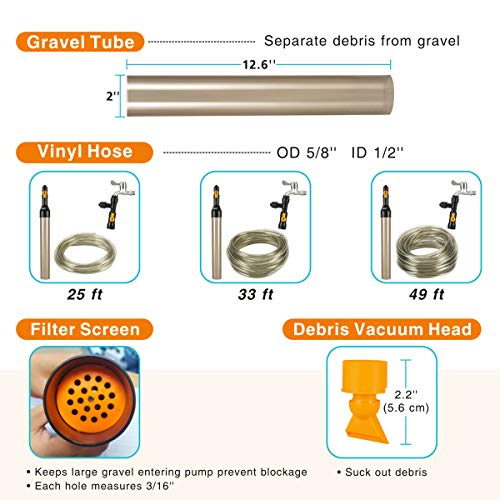 hygger Bucket-Free Aquarium Water Change Kit Fish Tank Siphon Gravel Vacuum Cleaner with Long Hose Water Changer Maintenan...