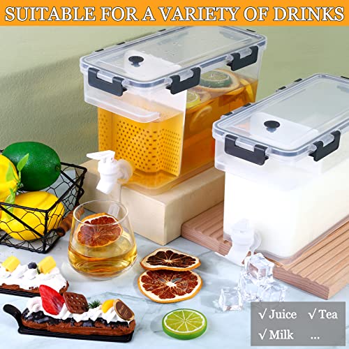 Breroa 3 Pieces 3.5 Liter Clear Beverage Dispenser with Spigot, Plastic Drink Dispenser for Fridge with Handle Clean Brus...