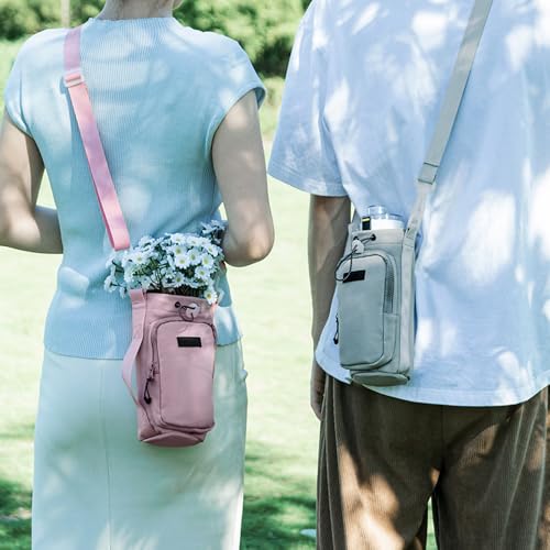 Water Bottle Holder with Strap Insulated Carrier Sling Bag with Phone Pocket Water Bottle Sleeve for Hiking