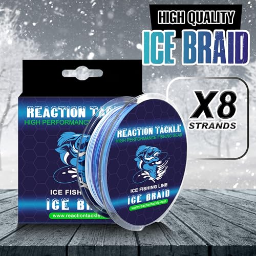 Reaction Tackle Ice Fishing Braided Fishing Line, Tip-Up Line, 8 Strands, Zero Memory Super Stong Pro Grade Power Ice Brai...