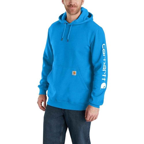 Carhartt Men's Loose Fit Midweight Logo Sleeve Graphic Sweatshirt, Blue Glow, Small
