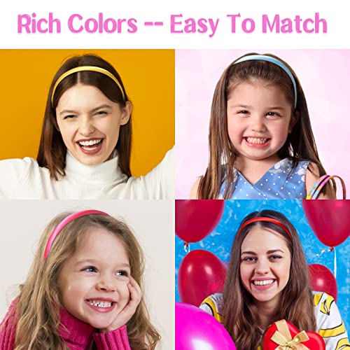 Candygirl HeadBands for Girls,DIY Satin Covered Girls Headbands,1cm Width Craft Headbands for Daily and Party(26pcs Per Pa...