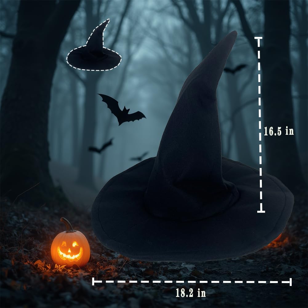 VALOZENC Adult Wizard Hat Black Large Witch Sorcerer Hat Halloween Costume Accessories for Cosplay