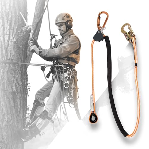 ProClimb Arborist Positioning Lanyard by Pelican Rope - 1/2 in x 8 ft Polyester Rope with Steel Snap Hook - Adjustable, Hi...
