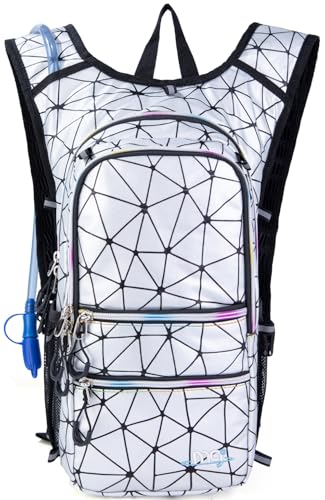 Hydration Backpack Pack with Cool Lights, 2L Water Bladder, Lightweight Bag for Running, Hiking, Bike, Climbing, Music Fes...