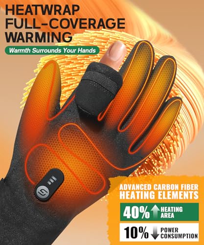 JS LifeStyle Heated Gloves for Men Women Hunting Work Rechargeable 3000mAh Battery with Light-off Fingerless Design Winter