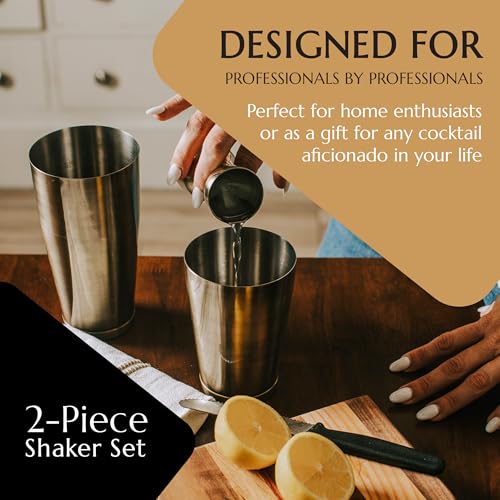 Bull in China 2-Piece Cocktail Shaker Matte Black – 28 oz Weighted Shaker & 18oz Weighted Cheater Tin, Professional Grade ...
